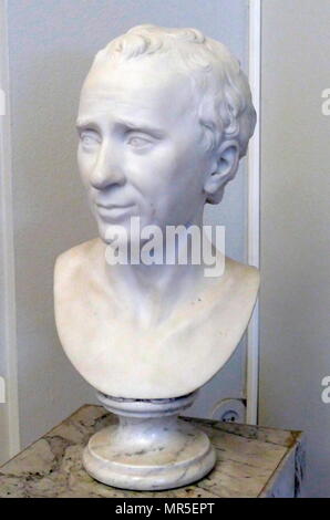 Bust of Jean Le  Rond D'Alembert by Guillaume Francin 1741-1830. Jean-Baptiste le Rond D'Alembert (1717 –  1783) was a French mathematician, mechanician, physicist, philosopher, and music theorist. Stock Photo