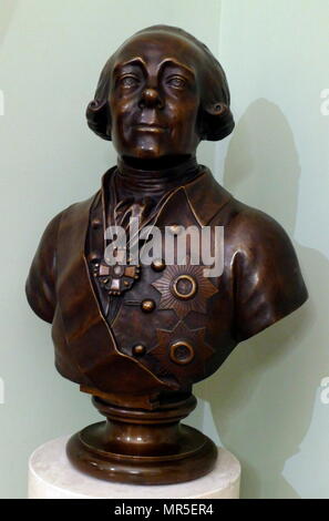 Portrait bust in Bronze depicting Russian Tsar Paul I 1799. By Jean-Dominique Rachette 1744-1809 Stock Photo