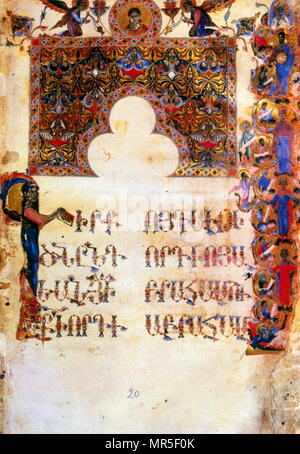 Armenian Christian illustrated manuscript, 13th century Stock Photo