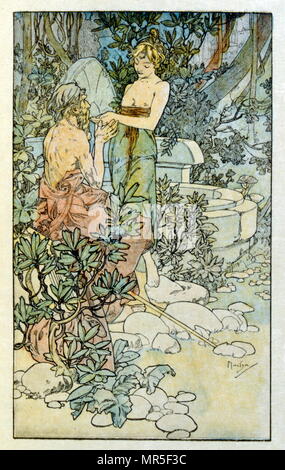 Illustration by Alphonse Mucha from 'Clio' a work by French author Anatole France; 1900.  Mucha (1860 – 1939); was a Czech Art Nouveau painter Stock Photo