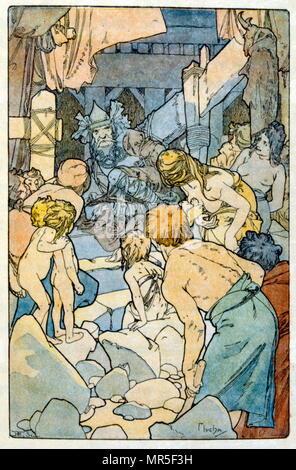 Illustration by Alphonse Mucha from 'Clio' a work by French author Anatole France; 1900.  Mucha (1860 – 1939); was a Czech Art Nouveau painter Stock Photo
