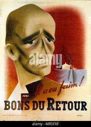 French poster welcoming returning prisoners of war at the end of World War Two. 1945 Stock Photo