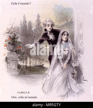 Illustration for No Trifling with Love (On ne badine pas avec l'Amour); 1834 French drama by Alfred Louis Charles de Musset-Pathay (1810 –  1857); French dramatist, poet, and novelist. Stock Photo