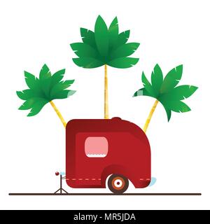 Vintage camping trailer. Travel illustration Stock Vector