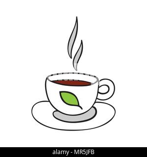 Cartoon cup of tea isolated on white background. Stock Vector