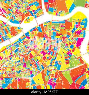 Saint Petersburg, Russia, colorful vector map.  White streets, railways and water. Bright colored landmark shapes. Art print pattern. Stock Vector