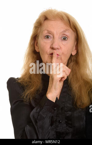 Portrait of Caucasian senior woman isolated against white background Stock Photo