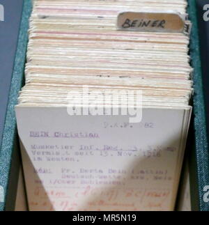 Records kept of missing persons, prisoners of war or war casualties at the Red Cross Headquarters in Geneva Switzerland. Stock Photo