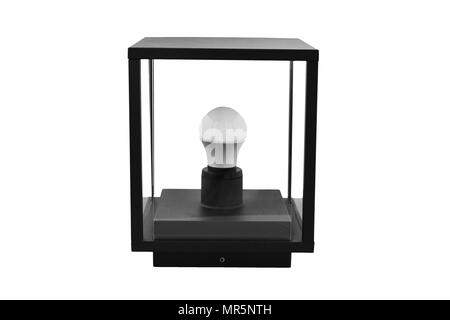 Modern black floor lamp isolated on white background