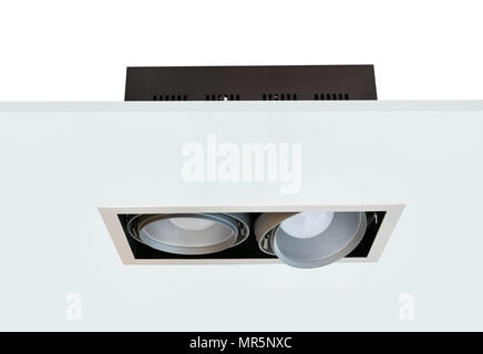 Downlight or Ceiling light Installed on a gray ceiling. Stock Photo