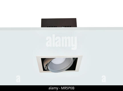 Downlight or Ceiling light Installed on a gray ceiling. Stock Photo
