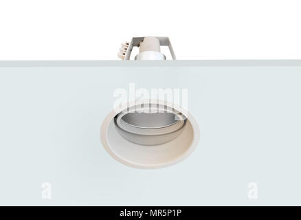 Downlight or Ceiling light Installed on a gray ceiling. Stock Photo