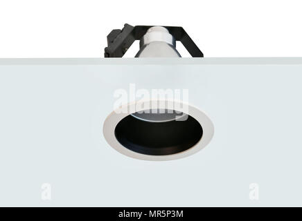 Downlight or Ceiling light Installed on a gray ceiling. Stock Photo