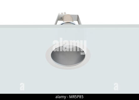 Downlight or Ceiling light Installed on a gray ceiling. Stock Photo
