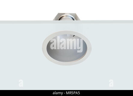 Downlight or Ceiling light Installed on a gray ceiling. Stock Photo