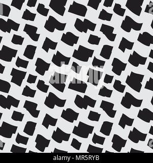 Bold brush strokes or marker trace paint lines seamless vector pattern. Creative abstract background. Simple graphic elements. Retro texture in black  Stock Vector