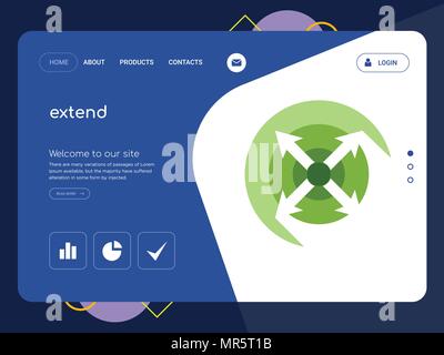 Quality One Page extend Website Template Vector Eps, Modern Web Design with flat UI elements and landscape illustration, ideal for landing page Stock Vector