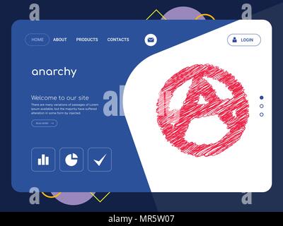 Quality One Page anarchy Website Template Vector Eps, Modern Web Design with flat UI elements and landscape illustration, ideal for landing page Stock Vector