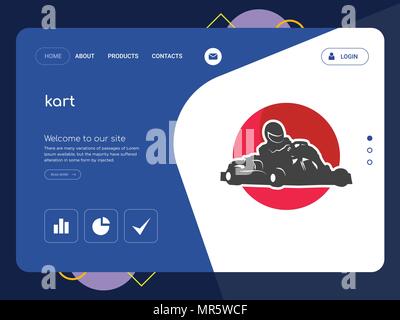 Quality One Page kart Website Template Vector Eps, Modern Web Design with flat UI elements and landscape illustration, ideal for landing page Stock Vector