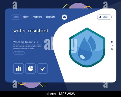 Quality One Page water resistant Website Template Vector Eps, Modern Web Design with flat UI elements and landscape illustration, ideal for landing pa Stock Vector