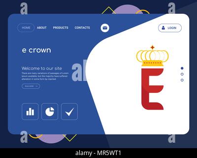 Quality One Page e crown Website Template Vector Eps, Modern Web Design with flat UI elements and landscape illustration, ideal for landing page Stock Vector
