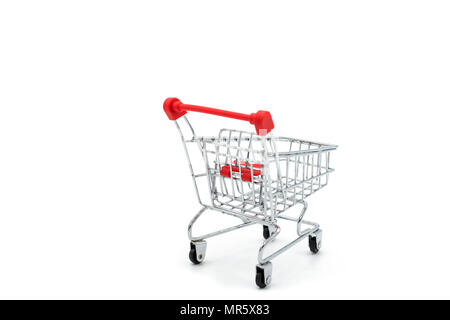 Empty shopping cart trolley isolated on white backgrounds Stock Photo