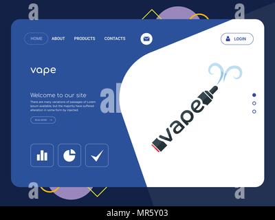 Quality One Page vape Website Template Vector Eps, Modern Web Design with flat UI elements and landscape illustration, ideal for landing page Stock Vector