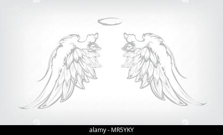 Hand drawn angel wings Stock Vector