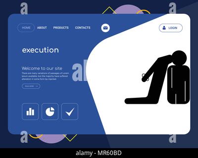 Quality One Page execution Website Template Vector Eps, Modern Web Design with flat UI elements and landscape illustration, ideal for landing page Stock Vector