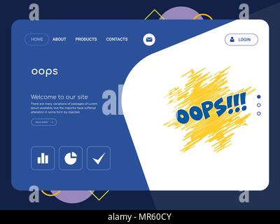 Quality One Page oops Website Template Vector Eps, Modern Web Design with flat UI elements and landscape illustration, ideal for landing page Stock Vector