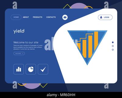 Quality One Page yield Website Template Vector Eps, Modern Web Design with flat UI elements and landscape illustration, ideal for landing page Stock Vector