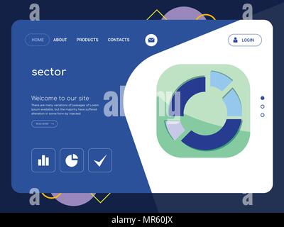 Quality One Page sector Website Template Vector Eps, Modern Web Design with flat UI elements and landscape illustration, ideal for landing page Stock Vector