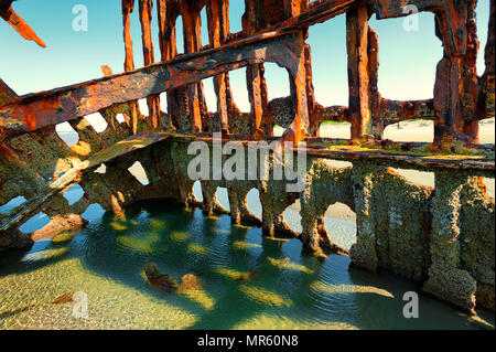 The Remains of the Peter Iredale ship that wrecked off the oregon coast in October 25, 1906. Stock Photo