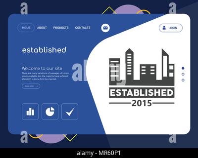 Quality One Page established Website Template Vector Eps, Modern Web Design with flat UI elements and landscape illustration, ideal for landing page Stock Vector