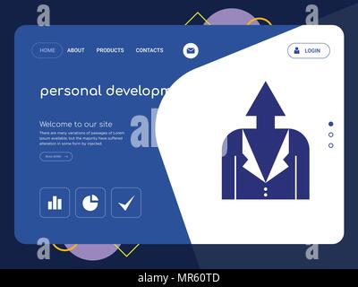 Quality One Page personal development Website Template Vector Eps, Modern Web Design with flat UI elements and landscape illustration, ideal for landi Stock Vector