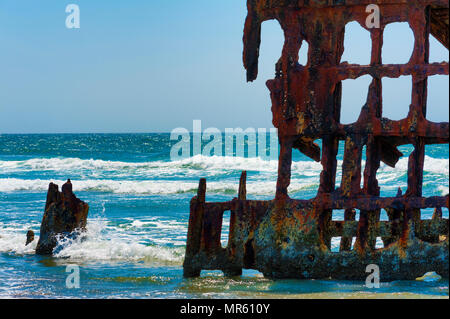 The Remains of the Peter Iredale ship that wrecked off the oregon coast in October 25, 1906. Stock Photo