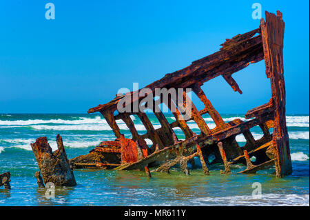 The Remains of the Peter Iredale ship that wrecked off the oregon coast in October 25, 1906. Stock Photo