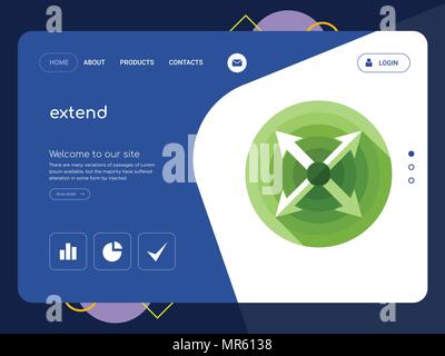 Quality One Page extend Website Template Vector Eps, Modern Web Design with flat UI elements and landscape illustration, ideal for landing page Stock Vector