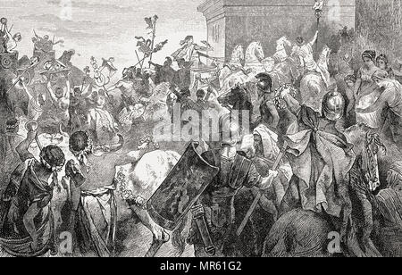 The triumphal parade of Publius Cornelius Scipio Africanus,  236–183 BC, a Roman general Stock Photo