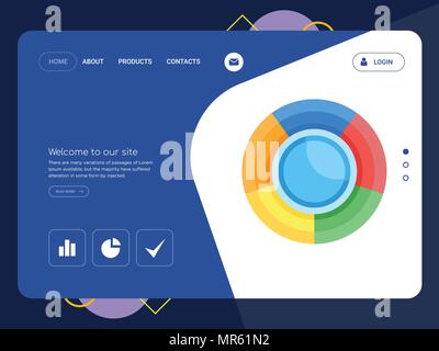 Quality One Page   Website Template Vector Eps, Modern Web Design with flat UI elements and landscape illustration, ideal for landing page Stock Vector