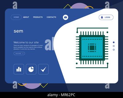 Quality One Page sem Website Template Vector Eps, Modern Web Design with flat UI elements and landscape illustration, ideal for landing page Stock Vector