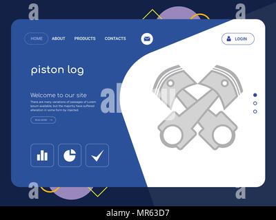 Quality One Page piston log Website Template Vector Eps, Modern Web Design with flat UI elements and landscape illustration, ideal for landing page Stock Vector