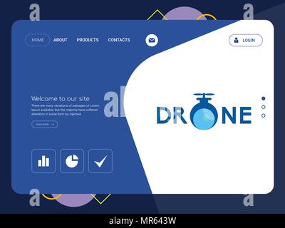 Quality One Page   Website Template Vector Eps, Modern Web Design with flat UI elements and landscape illustration, ideal for landing page Stock Vector