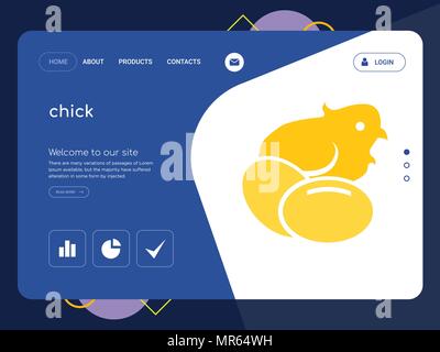 Quality One Page chick Website Template Vector Eps, Modern Web Design with flat UI elements and landscape illustration, ideal for landing page Stock Vector