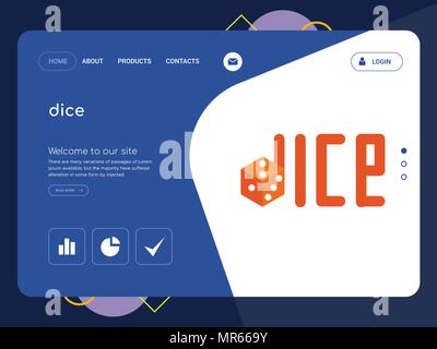 Quality One Page dice Website Template Vector Eps, Modern Web Design with flat UI elements and landscape illustration, ideal for landing page Stock Vector