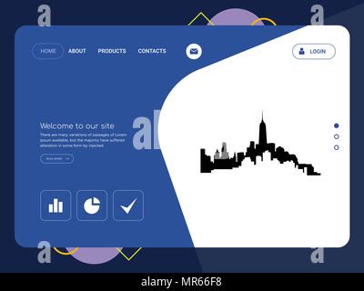 Quality One Page   Website Template Vector Eps, Modern Web Design with flat UI elements and landscape illustration, ideal for landing page Stock Vector