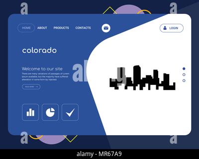 Quality One Page colorado Website Template Vector Eps, Modern Web Design with flat UI elements and landscape illustration, ideal for landing page Stock Vector