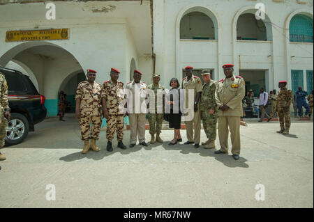 Chadians and Americans participate in the Closing Ceremony of Medical Readiness Training Exercise held at the Military Teaching Hospital in N'Djamena, Chad, May 18. MEDRETE 17-3 is the third in a series of medical readiness training exercises that USARAF is scheduled to facilitate in various countries in Africa. The mutually beneficial exercise offers opportunities for the partnered militaries to share best practices and improve medical treatment processes. (U.S. Army Africa photo by Staff Sgt. Shejal Pulivarti) Stock Photo