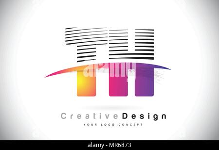 TH T H Purple Letter Logo with Swoosh Design. Creative Magenta Modern ...