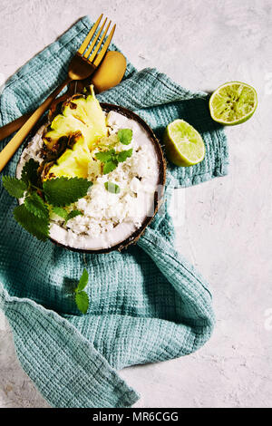 Coconut, lime and pineapple granita. Stock Photo